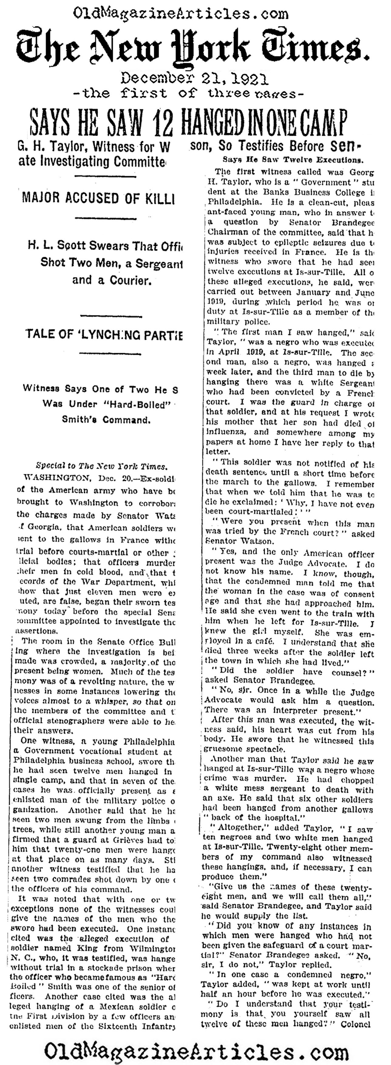 American Lynchings on French Soil (NY Times, 1921)